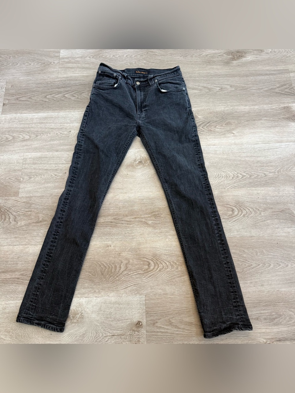 Nudie Jeans Thin Finn Organic Cotton Black Ring Denim Mens Actual Size 30x31
